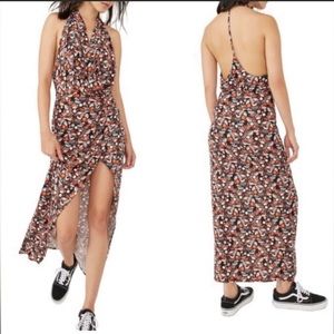 NWT Free People D’aria halter slit dress, soft jersey fabric size S